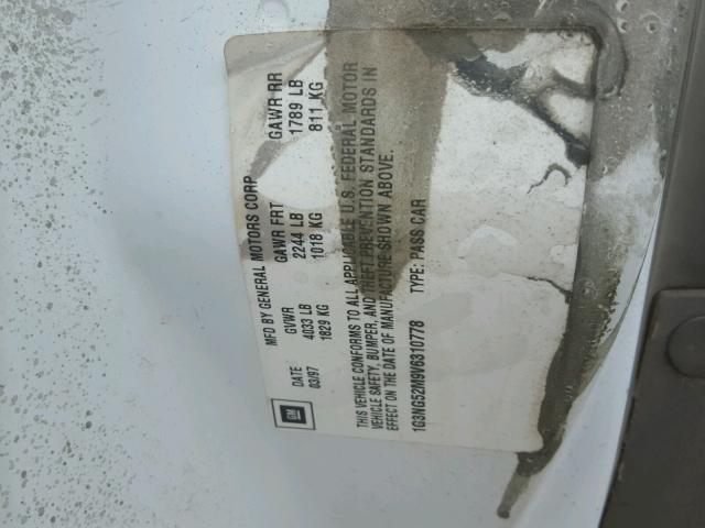 1G3NG52M9V6310778 - 1997 OLDSMOBILE CUTLASS GL თეთრი ფოტო 10