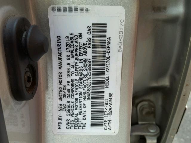 1NXBR32E76Z588887 - 2006 TOYOTA COROLLA CE SILVER photo 10