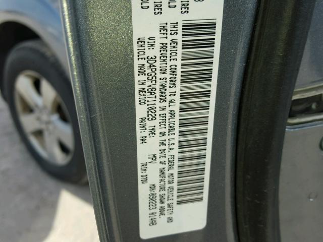 3D4PG5FV8AT110229 - 2010 DODGE JOURNEY SX GRAY photo 10