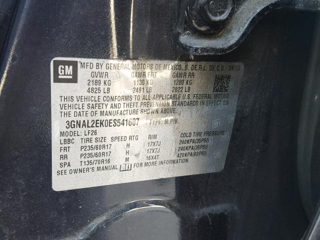 3GNAL2EK0ES541607 - 2014 CHEVROLET CAPTIVA LS 蓝色 照片 10