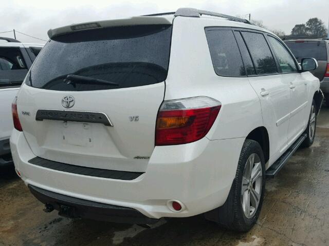 JTEES43A882074998 - 2008 TOYOTA HIGHLANDER WHITE photo 4