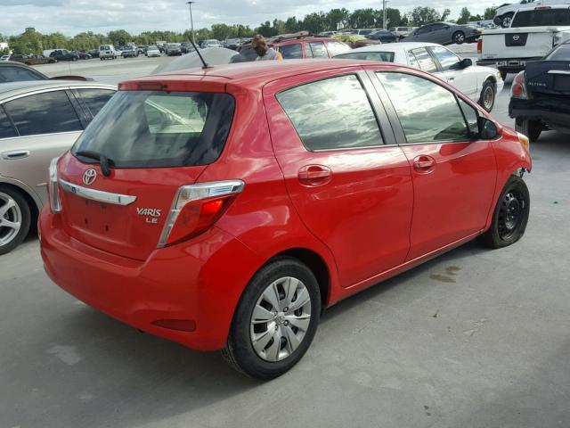 JTDKTUD37DD549303 - 2013 TOYOTA YARIS RED photo 4