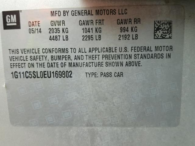 1G11C5SL0EU169802 - 2014 CHEVROLET MALIBU 1LT Gümüş foto 10