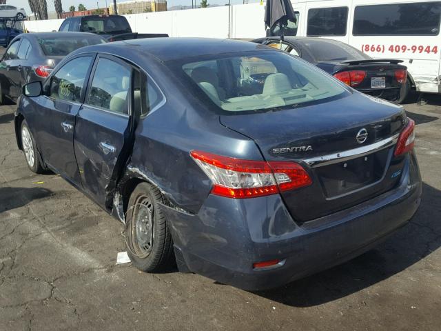 3N1AB7AP4DL751097 - 2013 NISSAN SENTRA BLUE photo 3