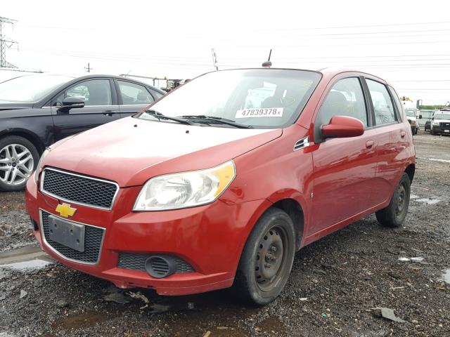 KL1TD66E79B634292 - 2009 CHEVROLET AVEO LS RED photo 2