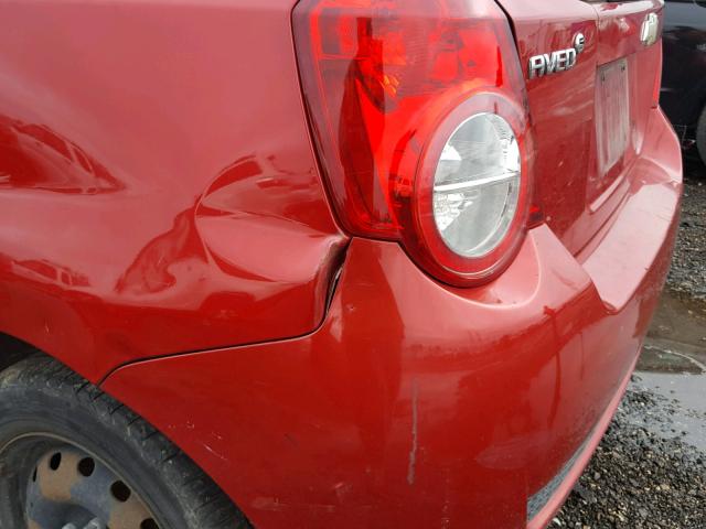 KL1TD66E79B634292 - 2009 CHEVROLET AVEO LS RED photo 9