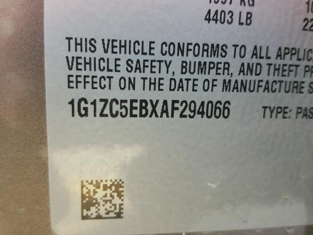 1G1ZC5EBXAF294066 - 2010 CHEVROLET MALIBU 1LT 棕色 照片 10