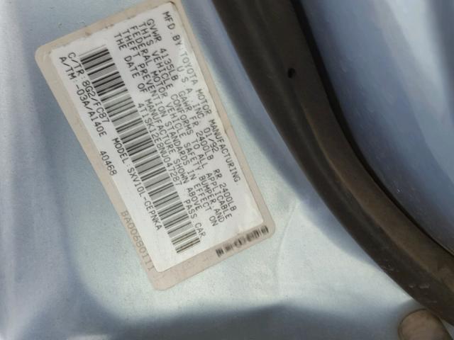 4T1SK12E8NU047287 - 1992 TOYOTA CAMRY LE BLUE photo 10