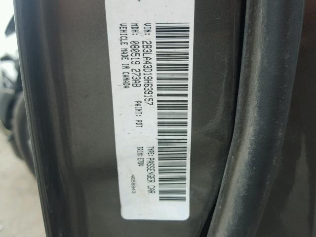 2B3LA43D19H639157 - 2009 DODGE CHARGER CHARCOAL photo 10