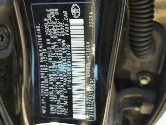 4T1BK3DB1BU405789 - 2011 TOYOTA AVALON BAS BLACK photo 10