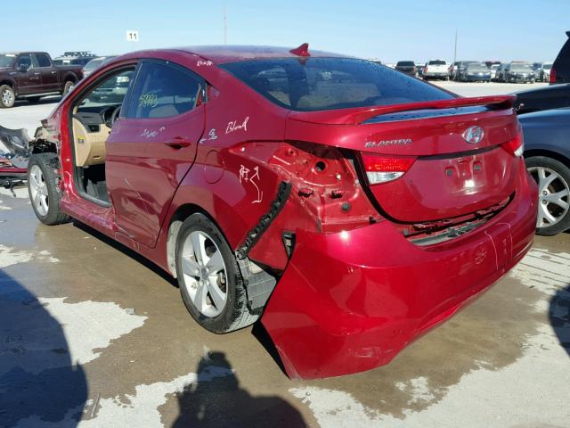 KMHDH4AE2DU672454 - 2013 HYUNDAI ELANTRA GL RED photo 3