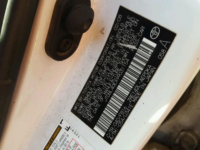 JTDBL40EX99031154 - 2009 TOYOTA COROLLA BA WHITE photo 10