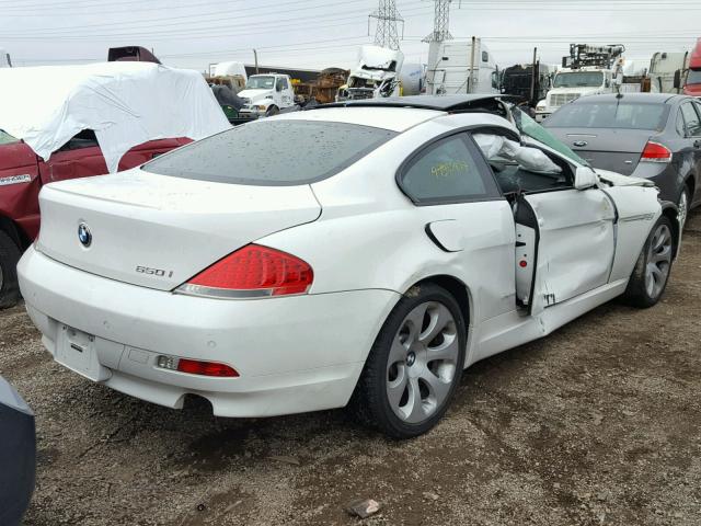 WBAEH13527CR46344 - 2007 BMW 650 I WHITE photo 4