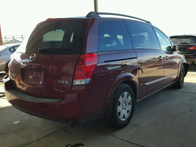 5N1BV28U36N108195 - 2006 NISSAN QUEST S MAROON photo 4