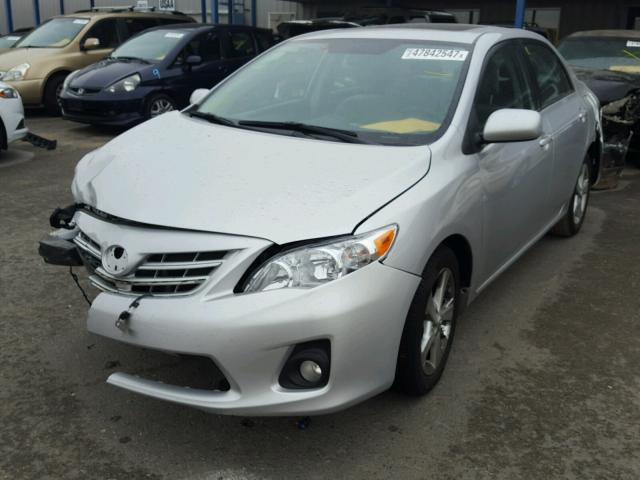 2T1BU4EE5DC014254 - 2013 TOYOTA COROLLA BA SILVER photo 2