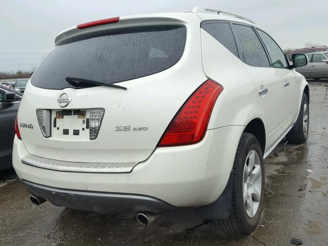 JN8AZ08W97W600272 - 2007 NISSAN MURANO SL WHITE photo 4