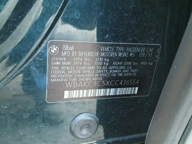 WBAKC8C5XCC436554 - 2012 BMW 7 SERIES GREEN photo 10