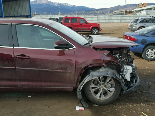 5TDBKRFHXES034066 - 2014 TOYOTA HIGHLANDER MAROON photo 9