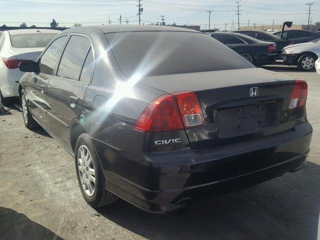 2HGES16525H504692 - 2005 HONDA CIVIC LX BLACK photo 3