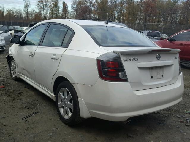 3N1AB6AP1CL619276 - 2012 NISSAN SENTRA 2.0 WHITE photo 3