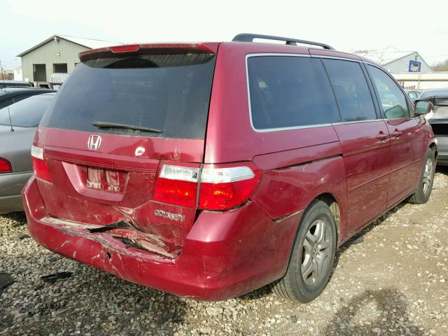 5FNRL386X6B432520 - 2006 HONDA ODYSSEY EX MAROON photo 4