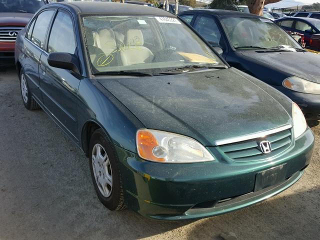 2HGES16521H516674 - 2001 HONDA CIVIC LX GREEN photo 1