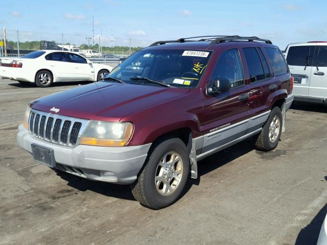 1J4GW58S8XC626821 - 1999 JEEP CHERK LAR MAROON photo 2