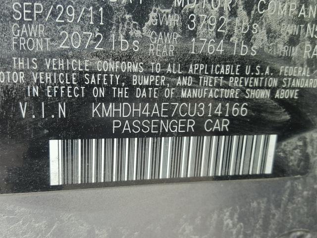 KMHDH4AE7CU314166 - 2012 HYUNDAI ELANTRA GL GRAY photo 10