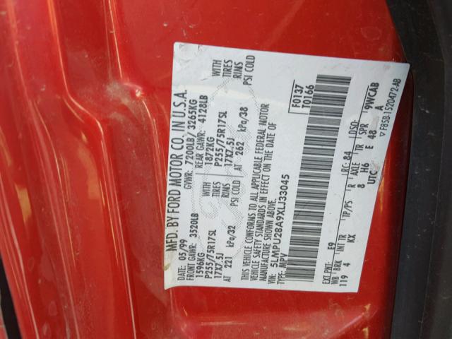 5LMPU28A9XLJ33045 - 1999 LINCOLN NAVIGATOR 勃艮第红 照片 10