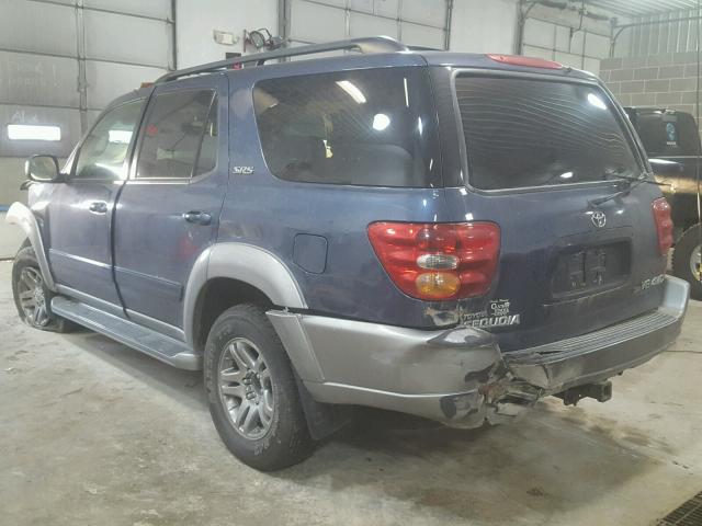 5TDBT44AX4S217987 - 2004 TOYOTA SEQUOIA SR BLUE photo 3