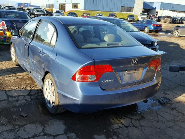 1HGFA165X7L140972 - 2007 HONDA CIVIC LX BLUE photo 3