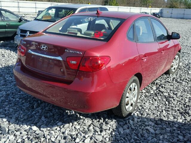 KMHDU4AD3AU179462 - 2010 HYUNDAI ELANTRA BL RED photo 4