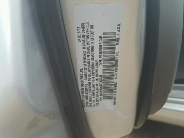 4S3BH635137302548 - 2003 SUBARU LEGACY L SILVER photo 10