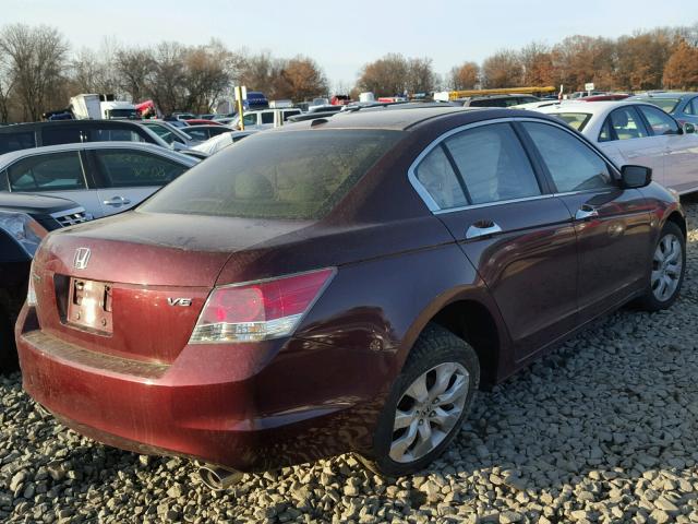 1HGCP368X8A002868 - 2008 HONDA ACCORD EXL MAROON photo 4