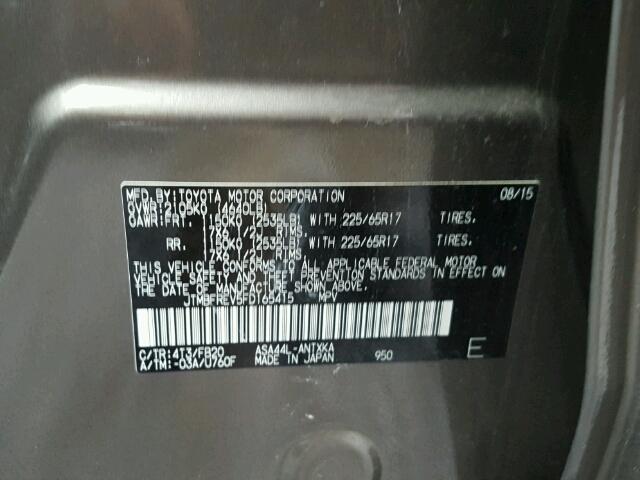 JTMBFREV5FD165415 - 2015 TOYOTA RAV4 LE Qəhvəyi foto 10