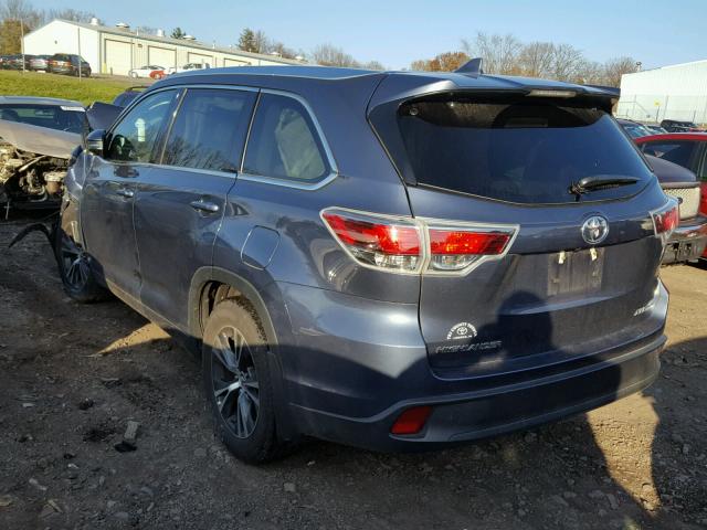 5TDJKRFH0GS505432 - 2016 TOYOTA HIGHLANDER BLUE photo 3