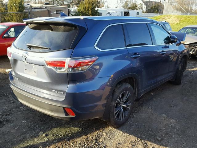 5TDJKRFH0GS505432 - 2016 TOYOTA HIGHLANDER BLUE photo 4