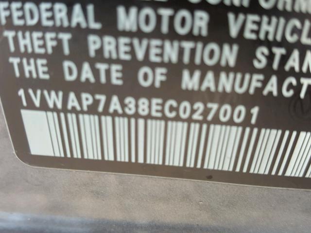 1VWAP7A38EC027001 - 2014 VOLKSWAGEN PASSAT S GRAY photo 10