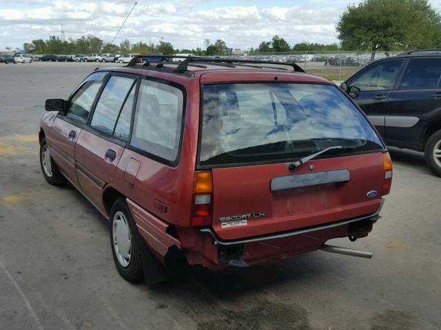 1FAPP15J4PW385190 - 1993 FORD ESCORT LX RED photo 3