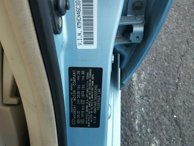 KMHCN46C36U005990 - 2006 HYUNDAI ACCENT GLS BLUE photo 10