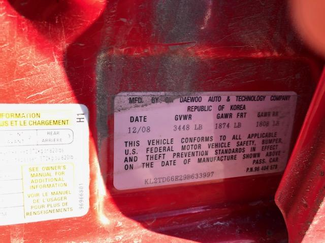 KL2TD66E29B633997 - 2009 PONTIAC G3 RED photo 10