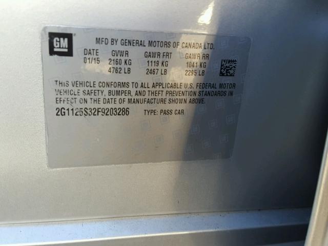 2G1125S32F9203286 - 2015 CHEVROLET IMPALA LT SILVER photo 10