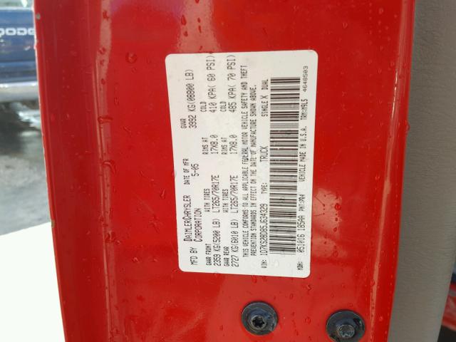 1D7KS28D85J634329 - 2005 DODGE RAM 2500 S RED photo 10