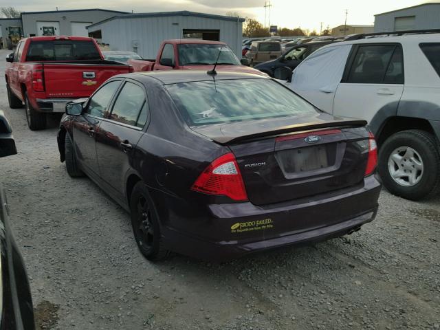 3FAHP0HA0BR184280 - 2011 FORD FUSION SE BURGUNDY photo 3