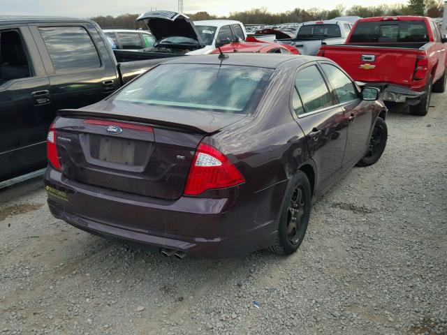 3FAHP0HA0BR184280 - 2011 FORD FUSION SE BURGUNDY photo 4