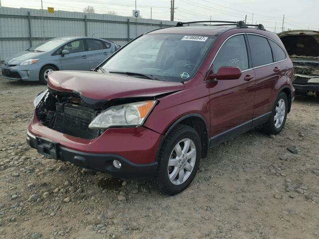 JHLRE48778C042776 - 2008 HONDA CR-V EXL BURGUNDY photo 2