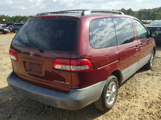 4T3ZF13CX1U384982 - 2001 TOYOTA SIENNA LE MAROON photo 4