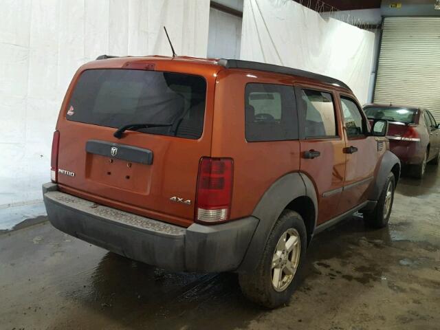 1D8GU28K47W687996 - 2007 DODGE NITRO SXT ORANGE photo 4