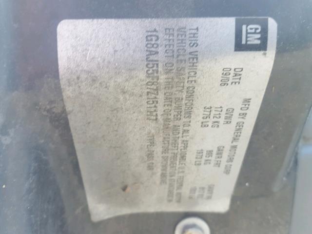 1G8AJ55F87Z151177 - 2007 SATURN ION LEVEL WHITE photo 10