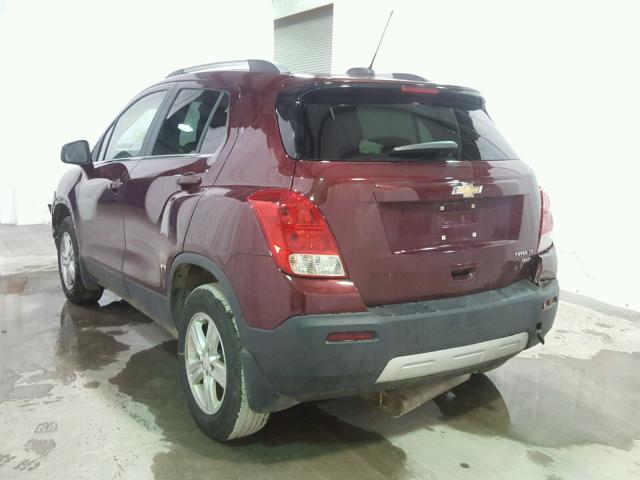 3GNCJPSB9GL214779 - 2016 CHEVROLET TRAX 1LT BURGUNDY photo 3